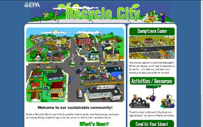 Graphic of Recycle City, an EPA educational web site's home page