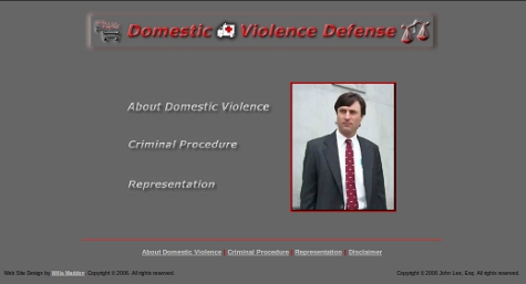 Graphic of Domestic Violence Defense web site home page - 2005